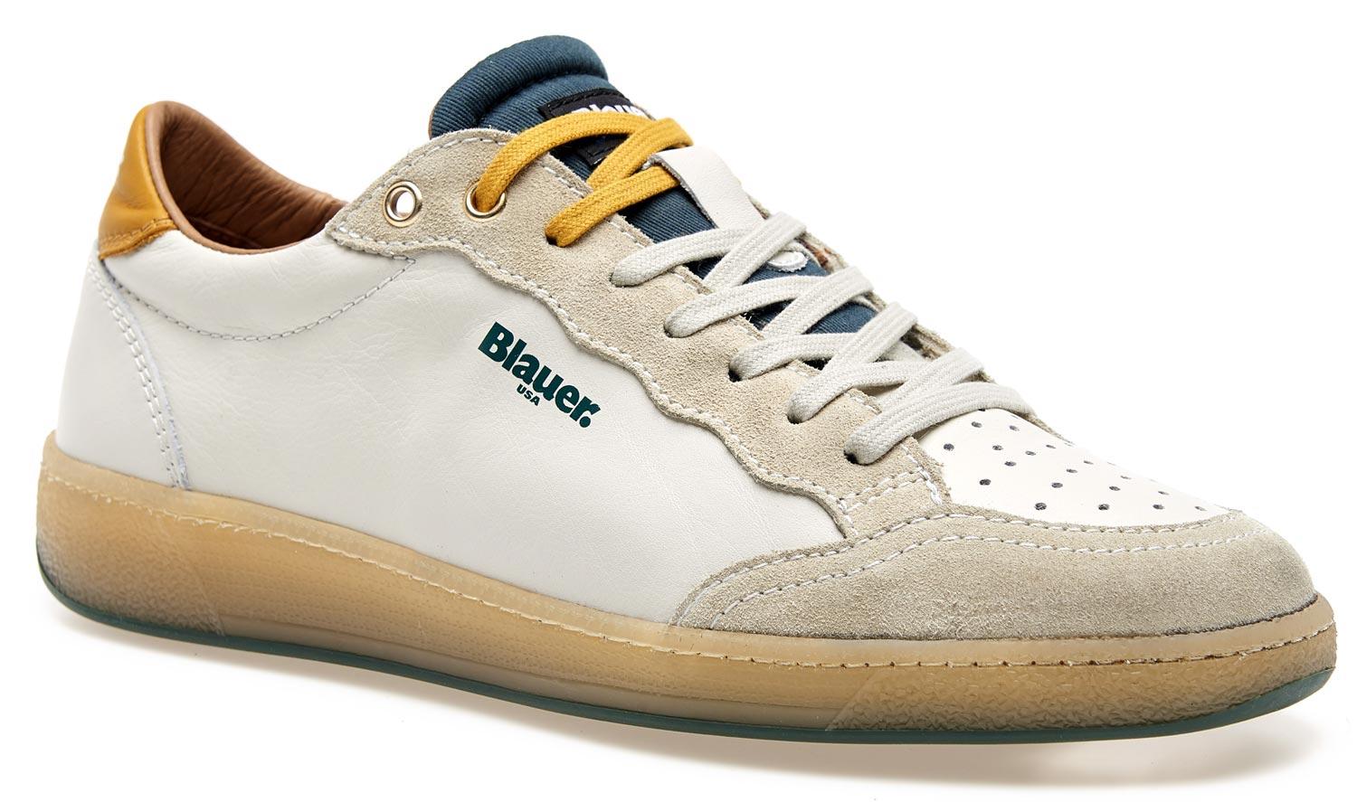Sneaker Blauer \"MURRAY\" scarpe sportive uomo bianca/blu/giallo 